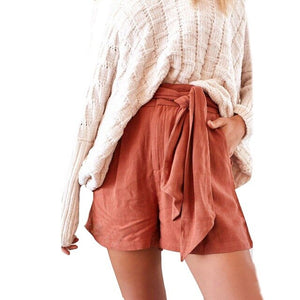 High Waist Cotton Linen Shorts