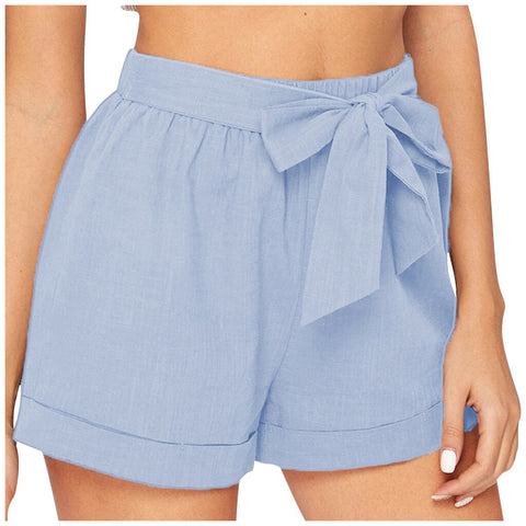 High Waist Bow Belt Shorts